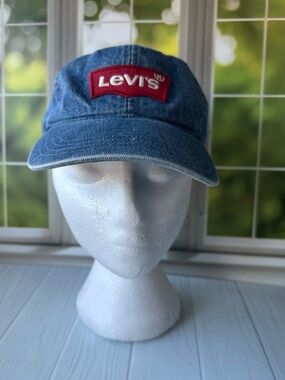 Levi’s Denim Dad Hat Blue Adjustable Snapback Red Logo Cap
